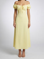 Women's Elegant Off-Shoulder Maxi Dress with Puff Sleeve