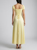 Women's Elegant Off-Shoulder Maxi Dress with Puff Sleeve