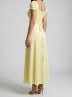 Women's Elegant Off-Shoulder Maxi Dress with Puff Sleeve