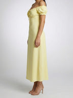 Women's Elegant Off-Shoulder Maxi Dress with Puff Sleeve