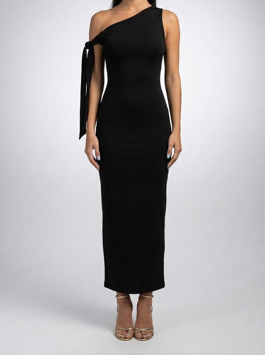 Women's Elegant One-Shoulder Draped Asymmetric Wedding Guest Maxi Dress
