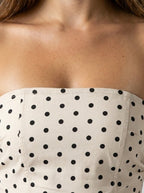 Women's Elegant Polka Dot Strapless A-Line Wedding Guest Maxi Dress