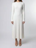 Women's Elegant Ribbed Long Sleeve Wedding Guest Maxi Dress with Round Neck