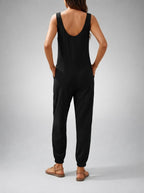 Women's Elegant Round Neck Sleeveless Jumpsuit with Pockets