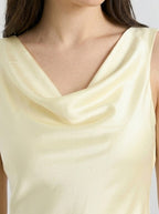 Women's Elegant Satin Slip Wedding Guest Maxi Dress with Cowl Neck