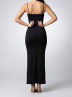 Women's Elegant Scoop Neck Spaghetti Strap Bodycon Maxi Dress