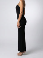 Women's Elegant Scoop Neck Spaghetti Strap Bodycon Maxi Dress