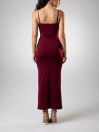 Women's Elegant Scoop Neck Spaghetti Strap Bodycon Maxi Dress