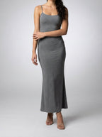 Women's Elegant Scoop Neck Spaghetti Strap Bodycon Maxi Dress