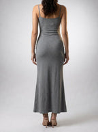 Women's Elegant Scoop Neck Spaghetti Strap Bodycon Maxi Dress