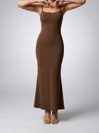 Women's Elegant Scoop Neck Spaghetti Strap Bodycon Maxi Dress