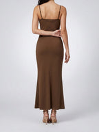 Women's Elegant Scoop Neck Spaghetti Strap Bodycon Maxi Dress