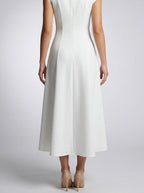 Women's Elegant Square Neck Cap Sleeve A-Line Occasion Midi Dress