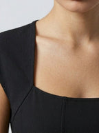 Women's Elegant Square Neck Cap Sleeve A-Line Occasion Midi Dress