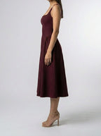 Women's Elegant Square Neck Sleeveless A-Line Occasion Midi Dress