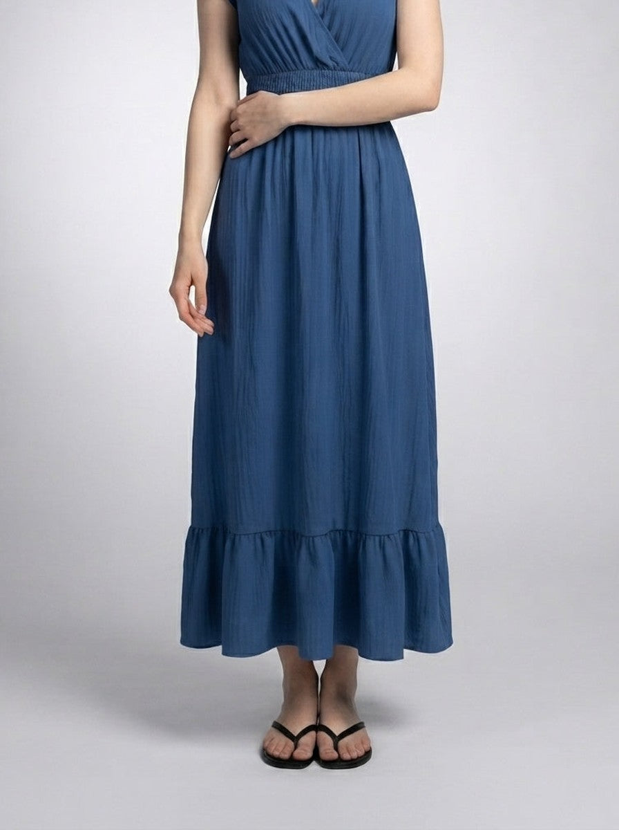 Women's Elegant Tiered Occasion Maxi Dress with Ruffle Cap Sleeve