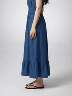 Women's Elegant Tiered Occasion Maxi Dress with Ruffle Cap Sleeve