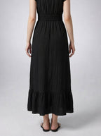 Women's Elegant Tiered Occasion Maxi Dress with Ruffle Cap Sleeve