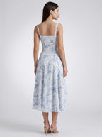 Women's Floral Print Sweetheart Neckline Midi Dress