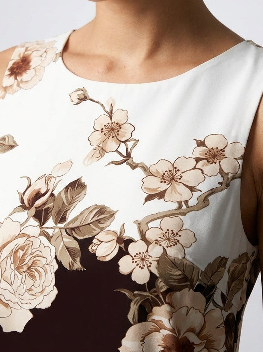 Women's Floral Round Neck Sleeveless Summer Maxi Dress