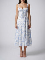 Women's Floral Sweetheart Neck A-Line Occasion Midi Dress