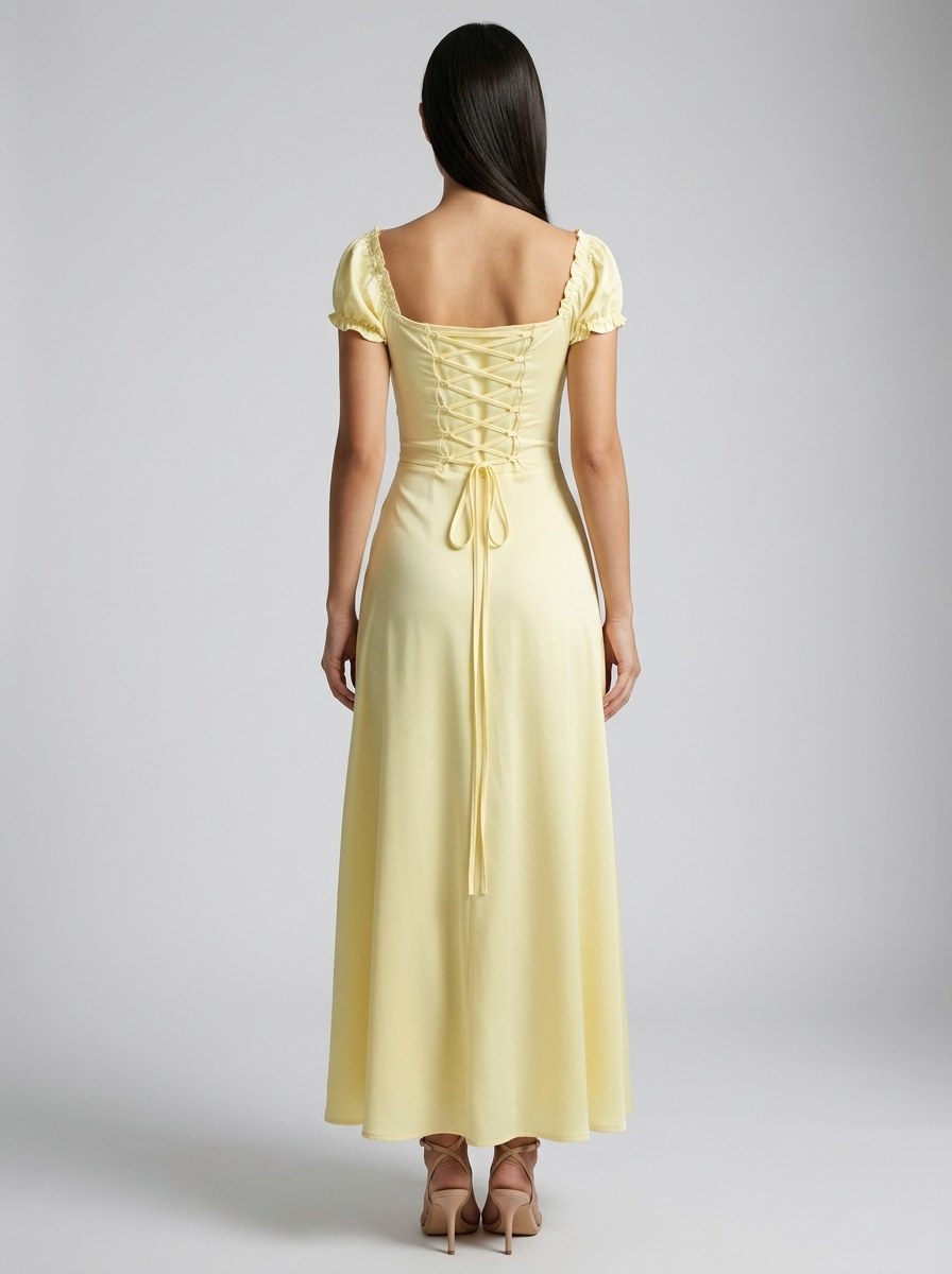Women's Off-Shoulder Puff Sleeve Maxi Dress