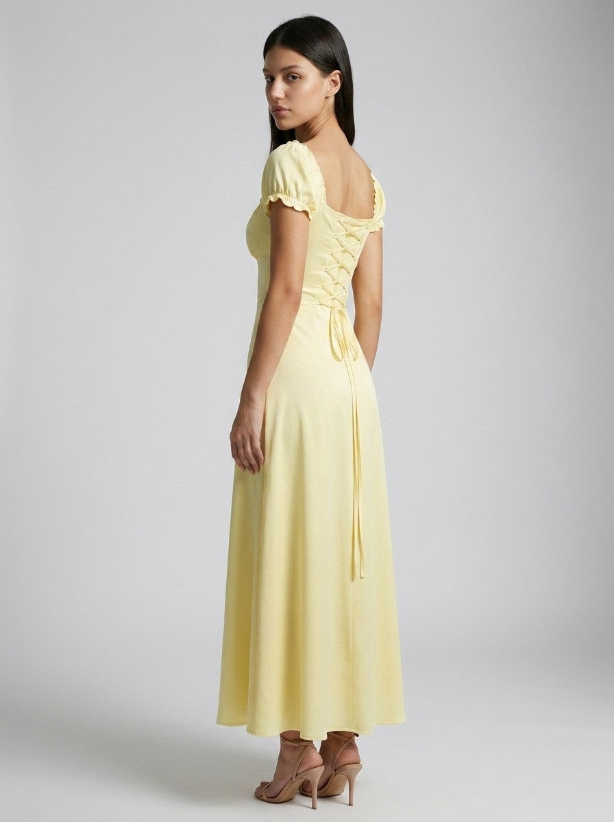 Women's Off-Shoulder Puff Sleeve Maxi Dress