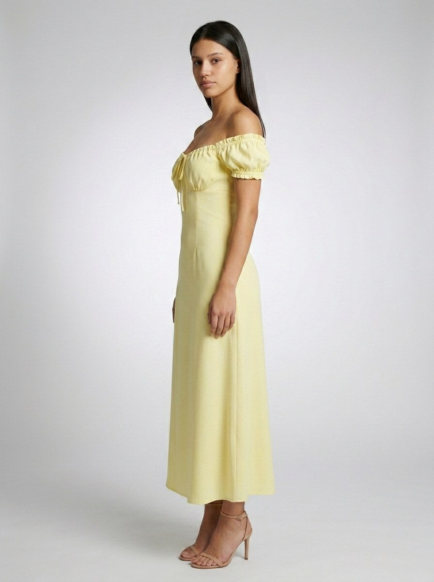 Women's Off-Shoulder Puff Sleeve Maxi Dress