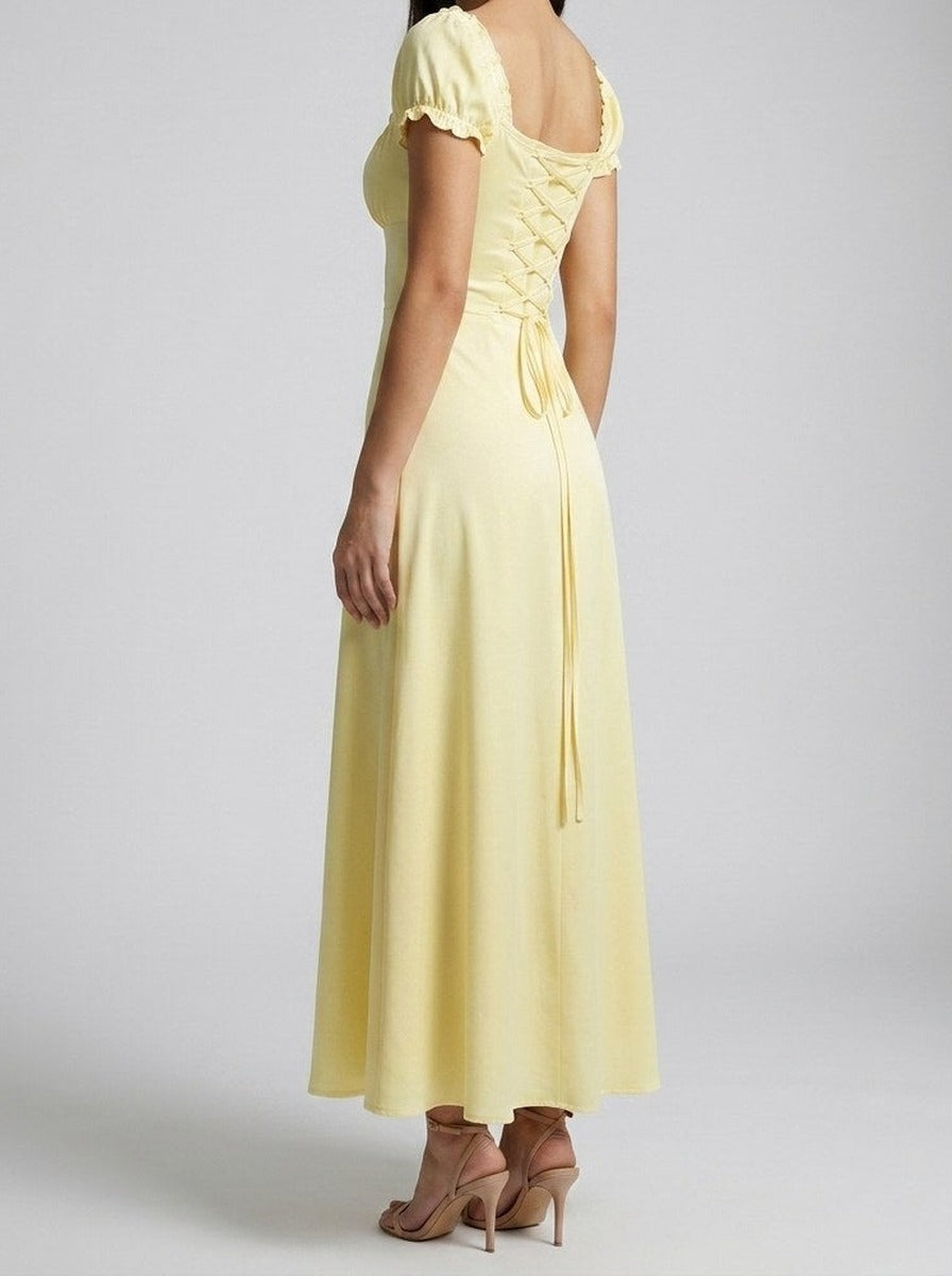 Women's Off-Shoulder Puff Sleeve Summer Maxi Dress
