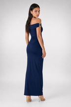 Women's Off Shoulder Ruched Waist Maxi Dress