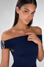 Women's Off Shoulder Ruched Waist Maxi Dress