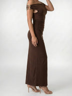 Women's Off-Shoulder Ruched Occasion Maxi Dress
