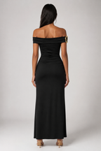 Women's Off Shoulder Ruched Waist Maxi Dress
