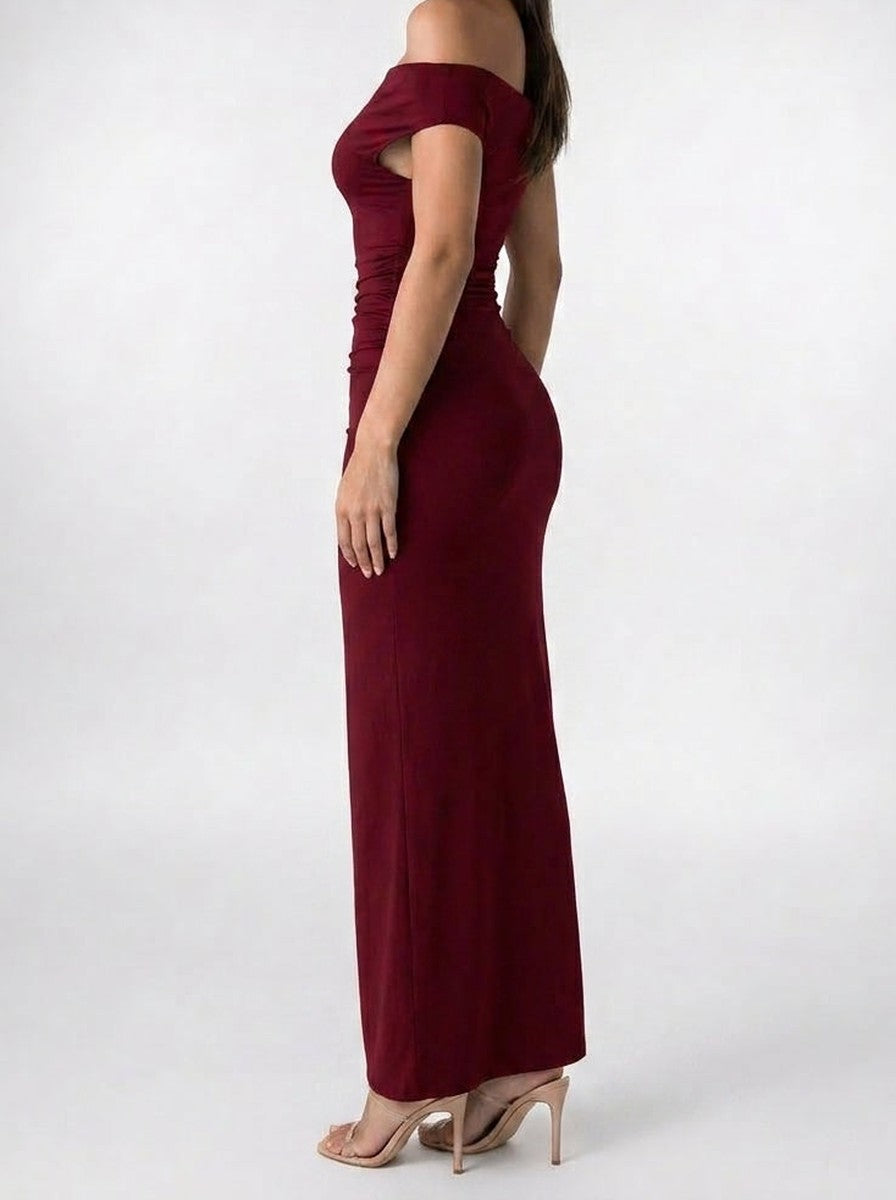 Women's Off-Shoulder Ruched Occasion Maxi Dress