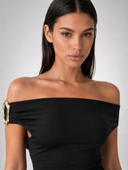 Women's Off Shoulder Ruched Waist Maxi Dress