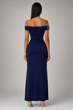 Women's Off Shoulder Ruched Waist Maxi Dress