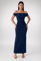 Women's Off Shoulder Ruched Waist Maxi Dress