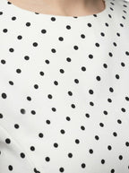 Women's Polka Dot A-Line Maxi Dress with Cap Sleeve and Round Neck