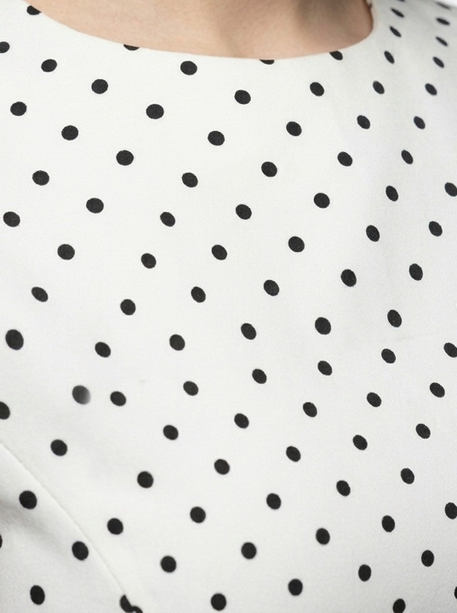 Women's Polka Dot A-Line Maxi Dress with Cap Sleeve and Round Neck