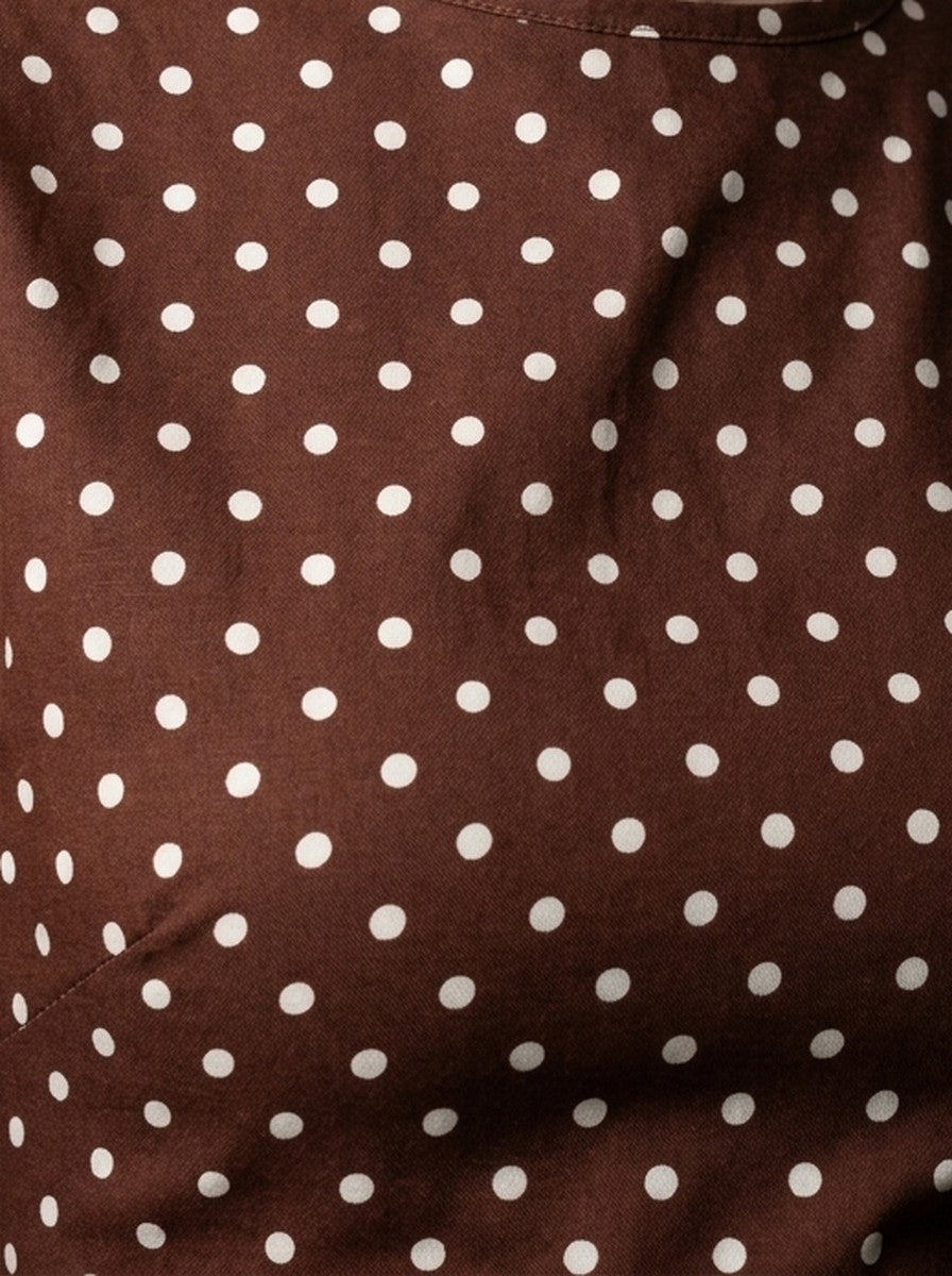 Women's Polka Dot A-Line Maxi Dress with Cap Sleeve and Round Neck