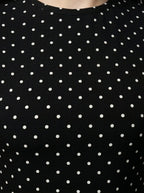 Women's Polka Dot A-Line Maxi Dress with Cap Sleeve and Round Neck
