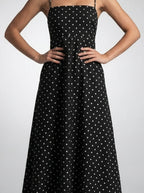 Women's Polka Dot Maxi Dress with Spaghetti Straps and Square Neck