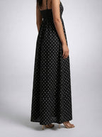 Women's Polka Dot Maxi Dress with Spaghetti Straps and Square Neck