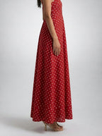 Women's Polka Dot Maxi Dress with Spaghetti Straps and Square Neck