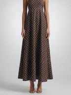 Women's Polka Dot Maxi Dress with Spaghetti Straps and Square Neck