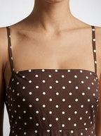 Women's Polka Dot Maxi Dress with Spaghetti Straps and Square Neck