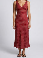 Women's Polka Dot Sleeveless Maxi Dress with V-Neck