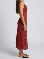 Women's Polka Dot Sleeveless Maxi Dress with V-Neck