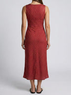 Women's Polka Dot Sleeveless Maxi Dress with V-Neck