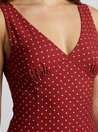 Women's Polka Dot Sleeveless Maxi Dress with V-Neck